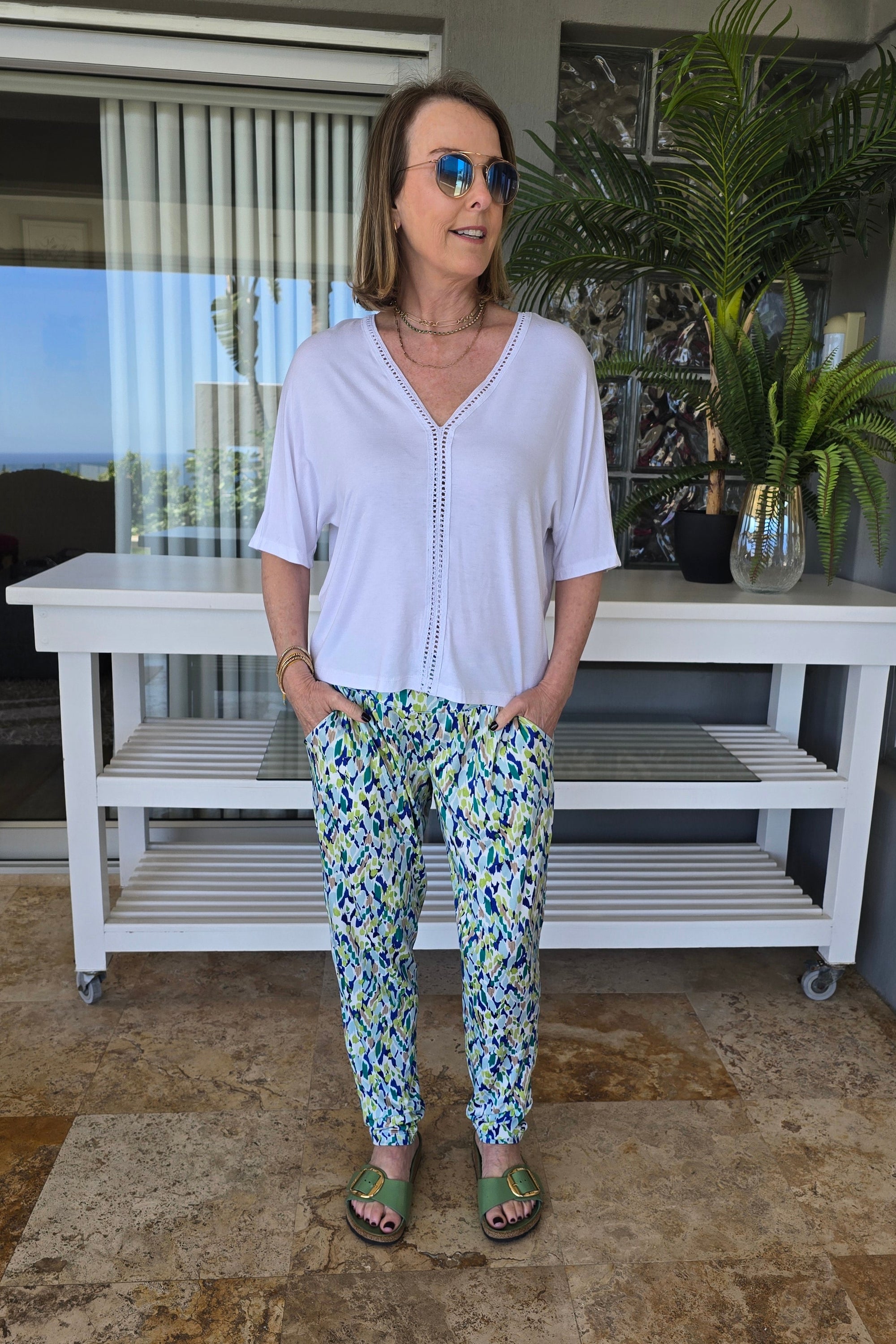 Roxanne Classic Pant - Lagoon Blue Speckle