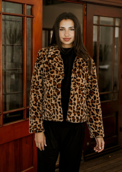 Prato - Short Animal Print Fur Lined Jacket