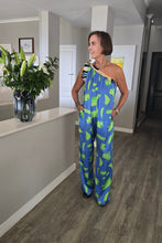 Load image into Gallery viewer, Demi - One Shoulder Satin Jumpsuit, Lime Splash
