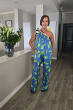 Load image into Gallery viewer, Demi - One Shoulder Satin Jumpsuit, Lime Splash
