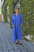 Load image into Gallery viewer, Giselle - Flax Linen Button Dress, Azure
