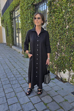 Load image into Gallery viewer, Giselle - Flax Linen Button Dress, Black
