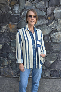 Freya - Azure Stripes, Classic Shirt