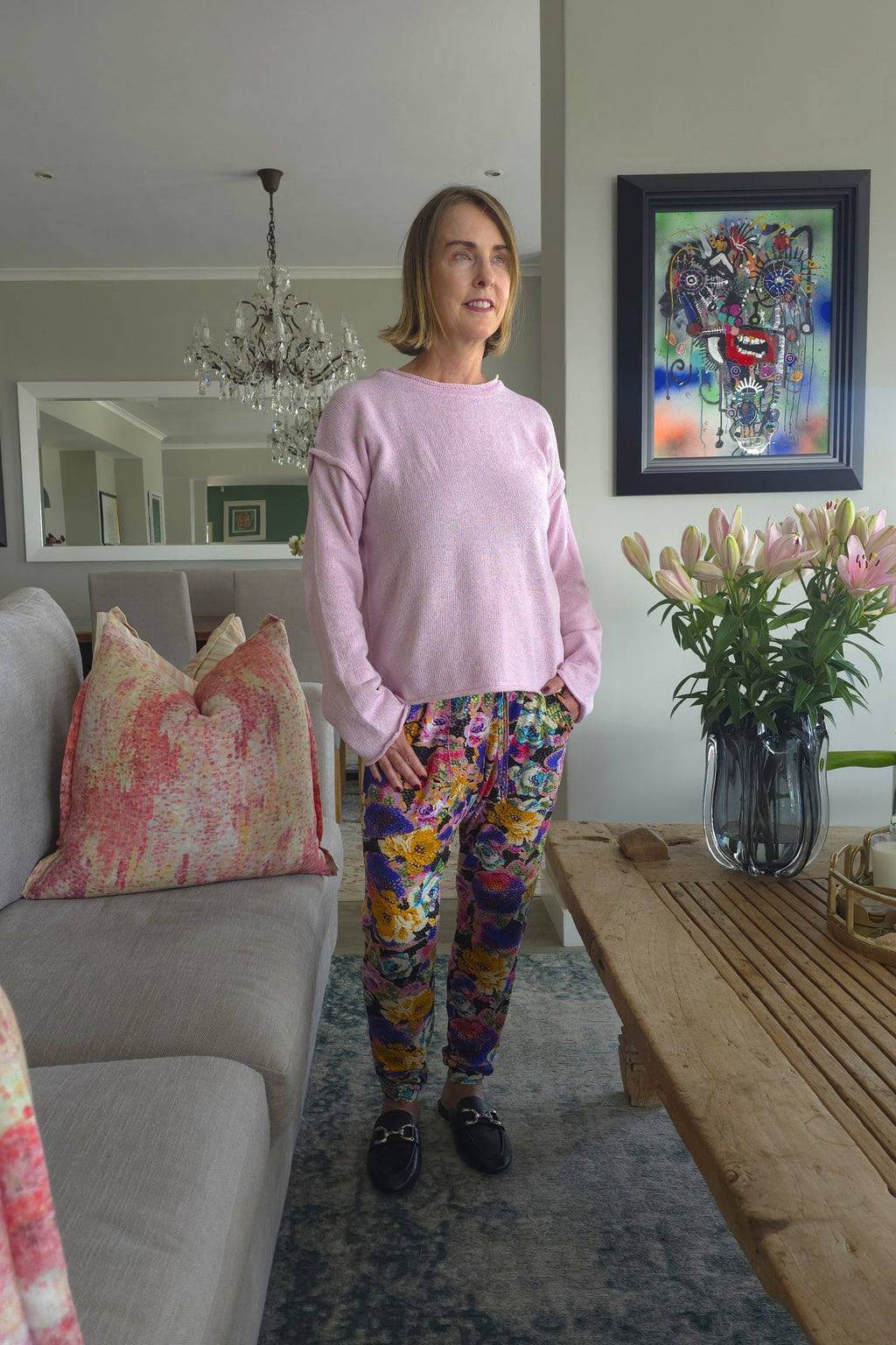 Bianca Harem Styled Pant - Rain Drop Rose