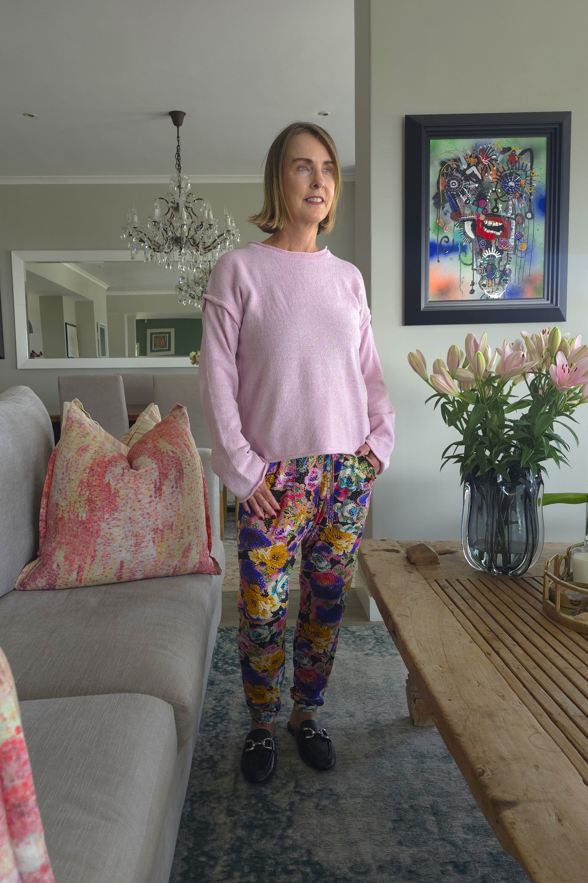Bianca Harem Styled Pant - Rain Drop Rose
