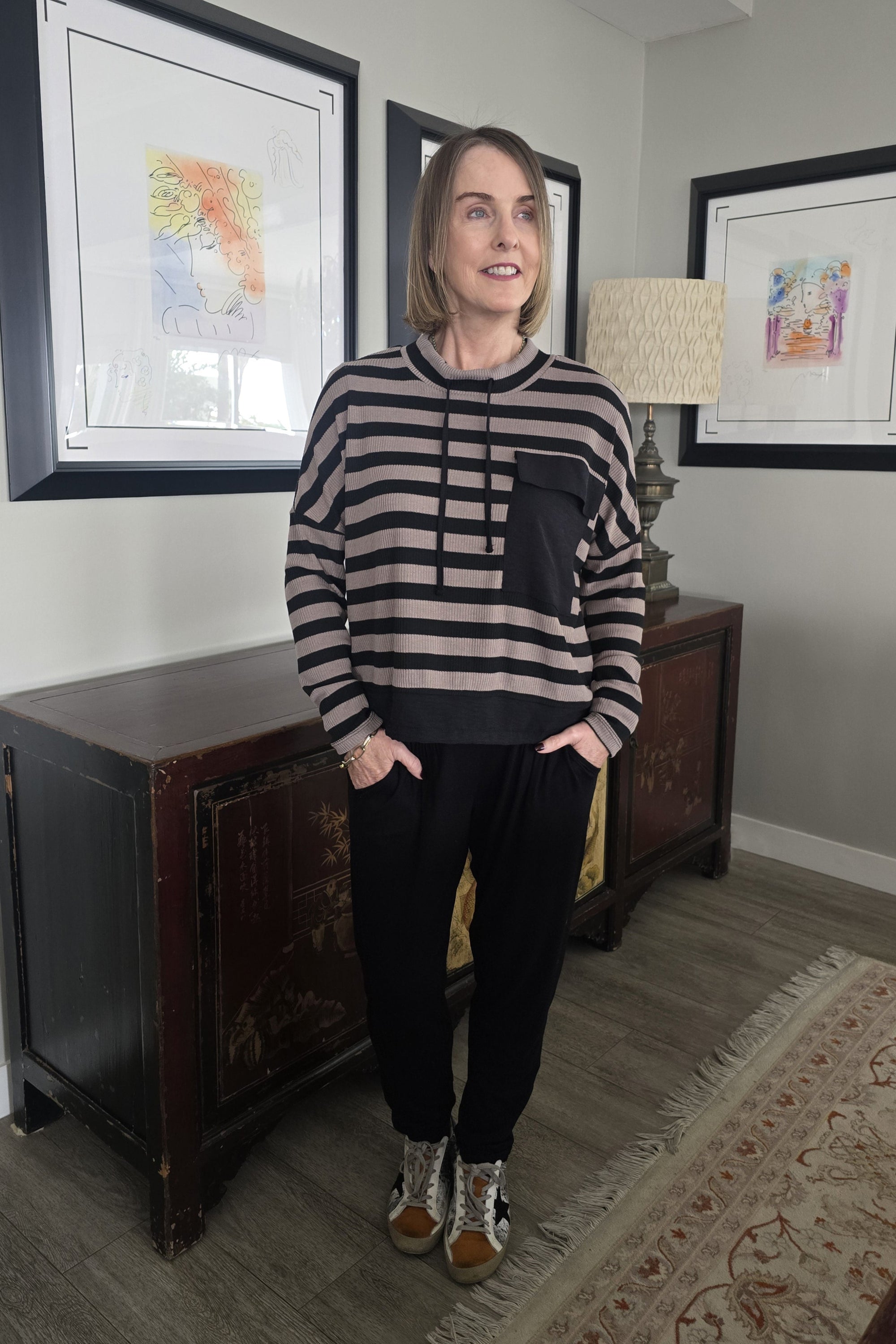 Madi - Box Top with Airflow Detail, Stripes