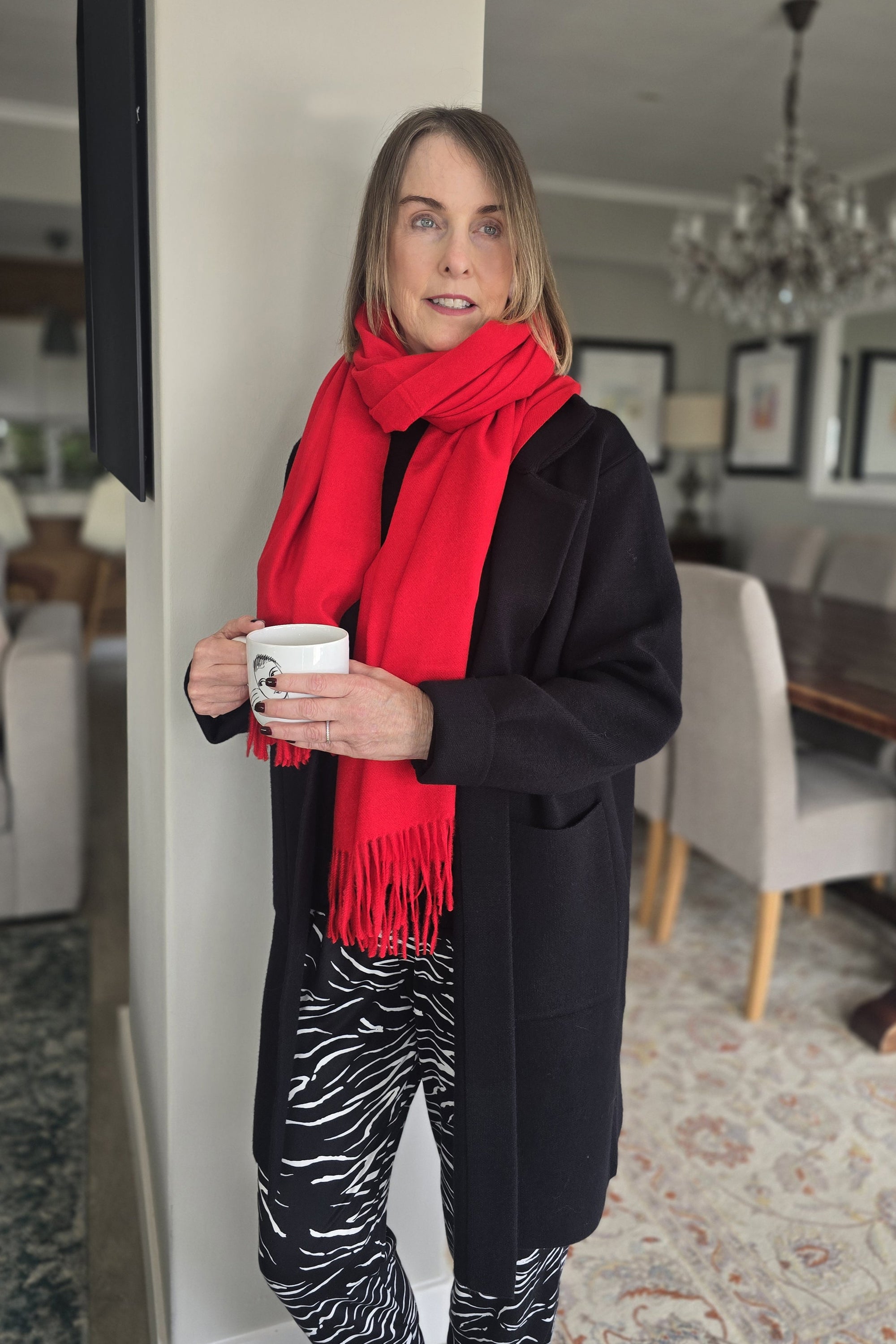 Scarf - Warm Handle with Fringe, Red