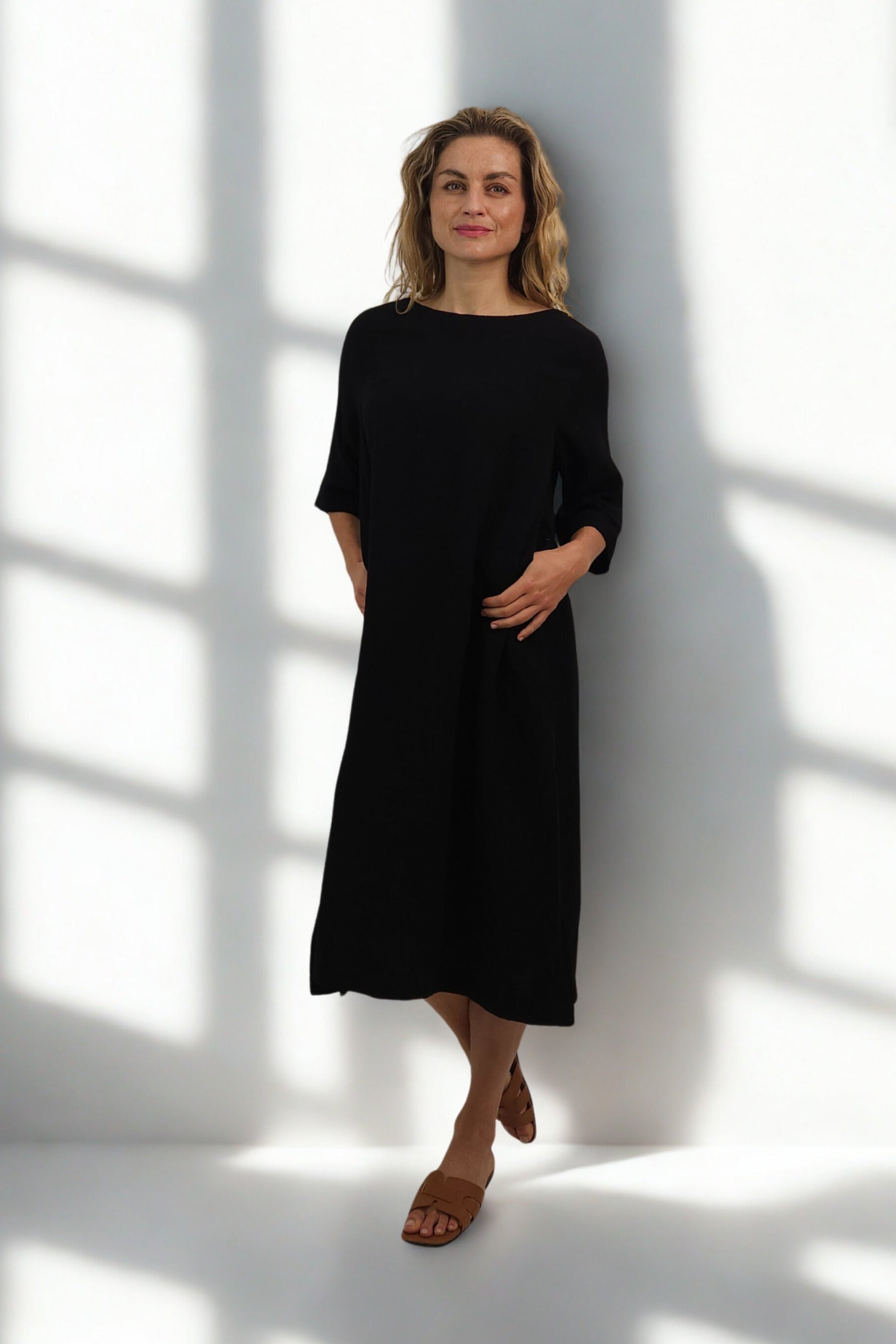 Kaia - Cotton Boho Styled Dress, Black