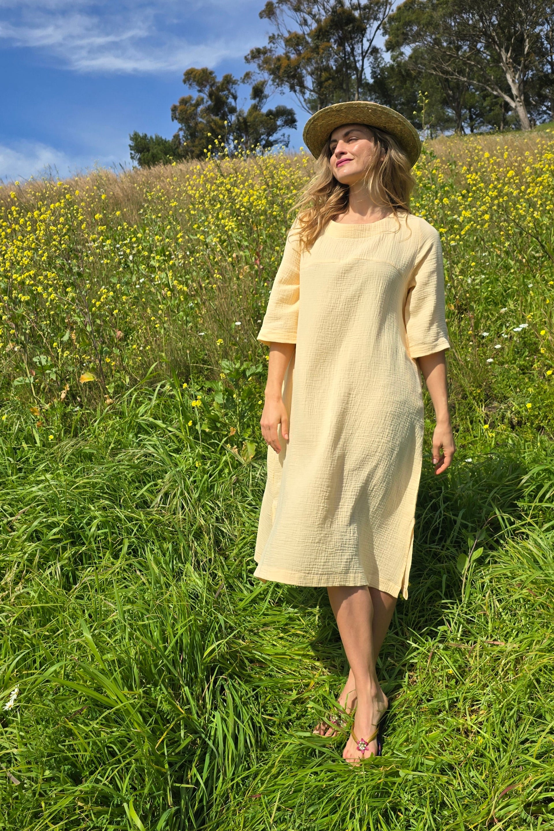 Kaia - Cotton Boho Styled Dress, Butter