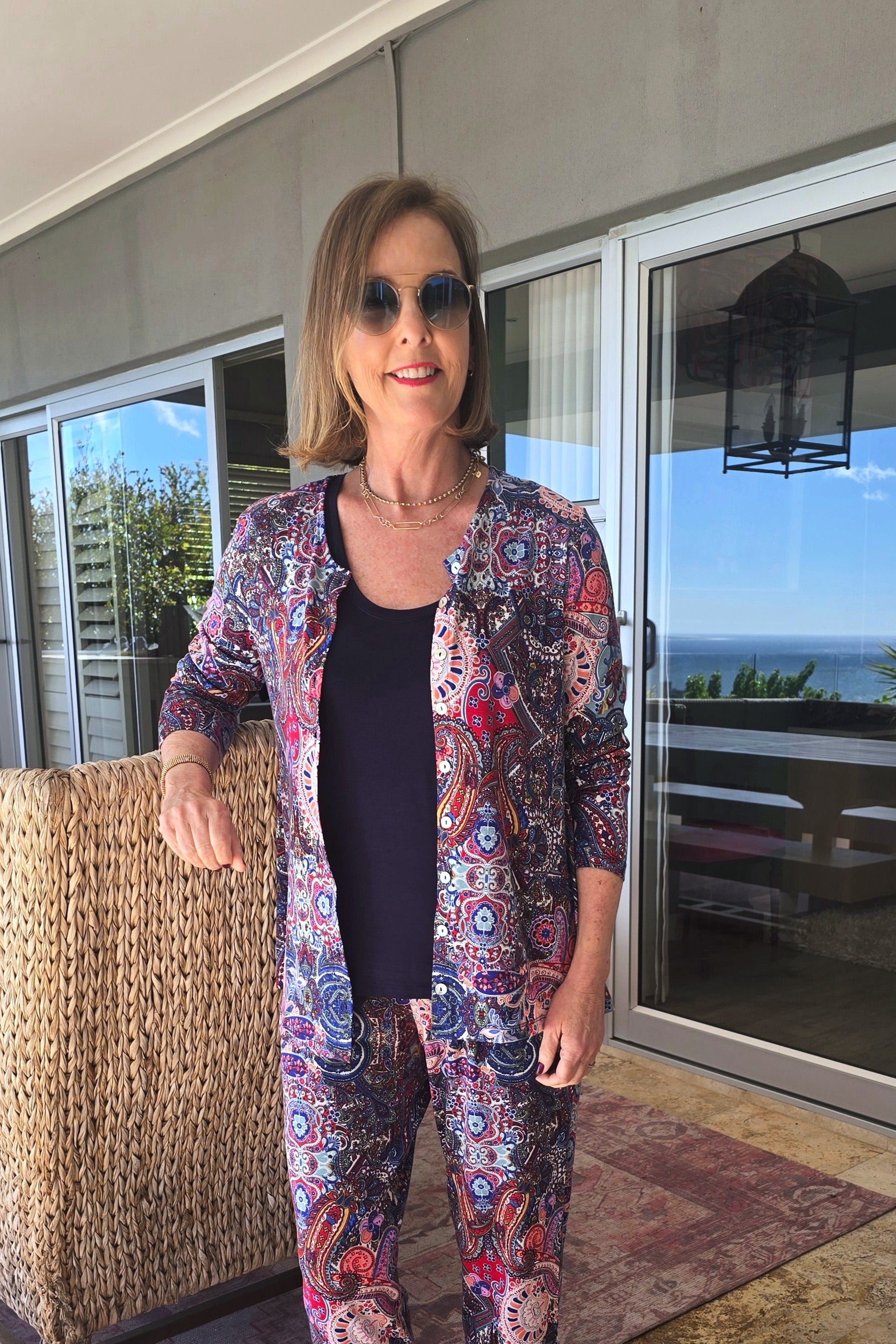 Anna - Button through Cardi, Mosaic Paisley