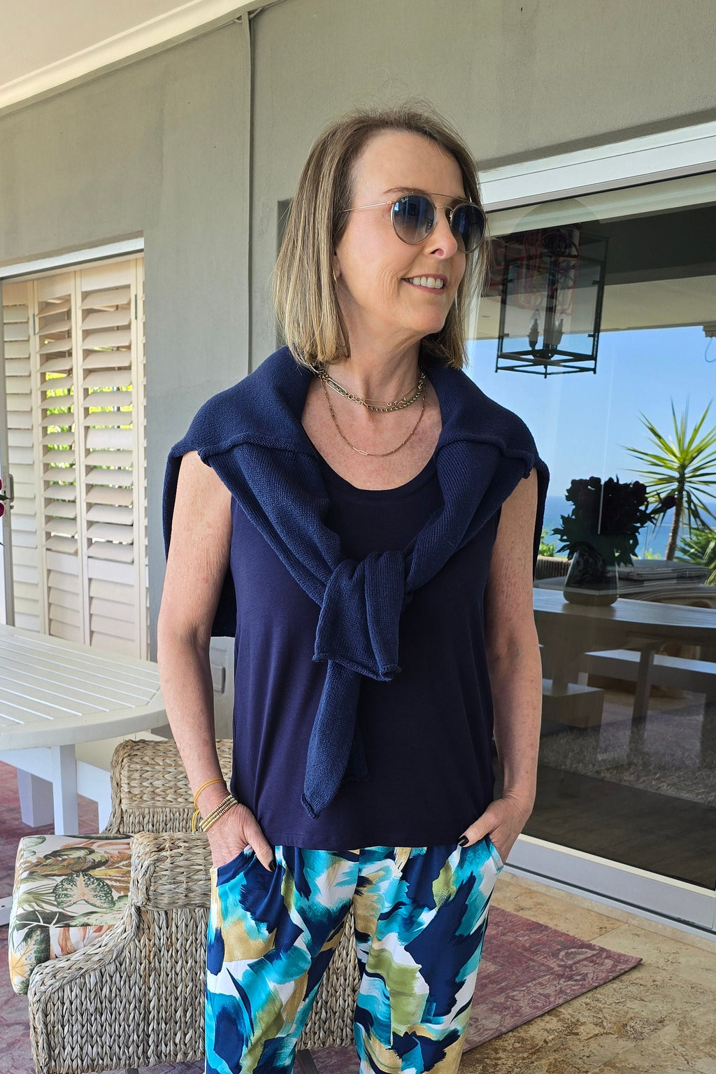 Salerno - Boxy Lightweight Crew Knit, Navy