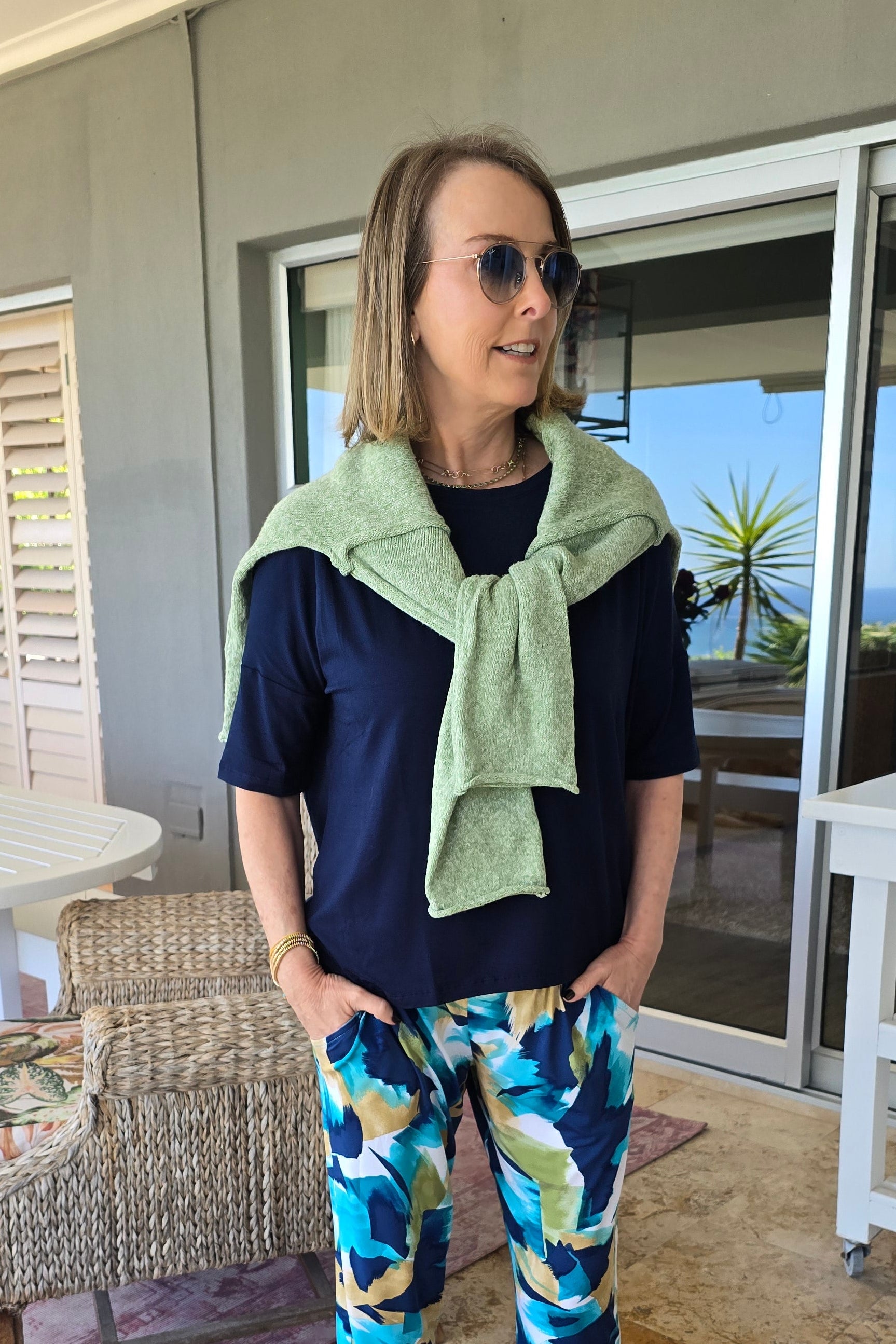 Salerno - Boxy Lightweight Crew Knit, Pistachio