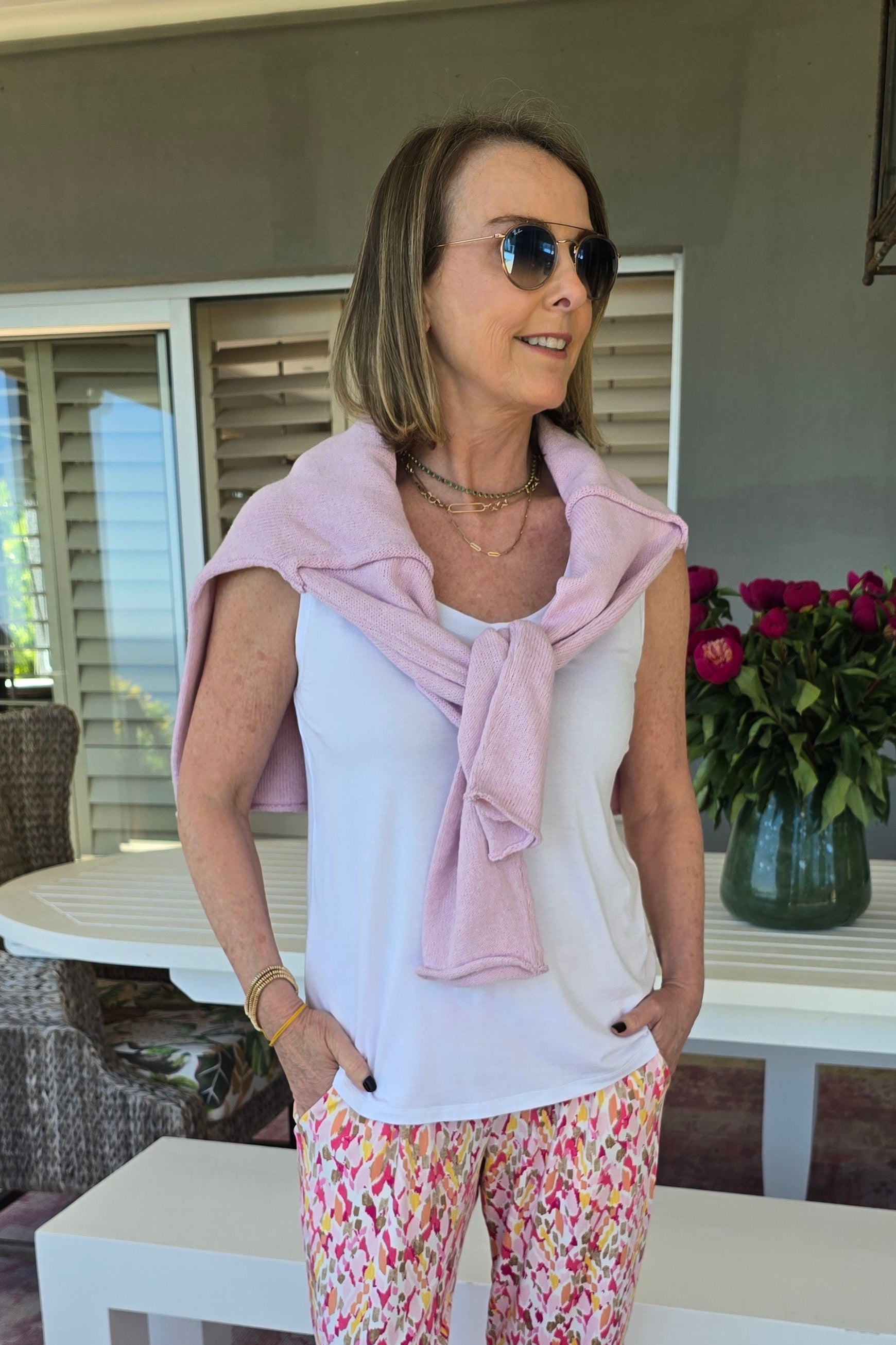 Salerno - Boxy Lightweight Crew Knit, Pink