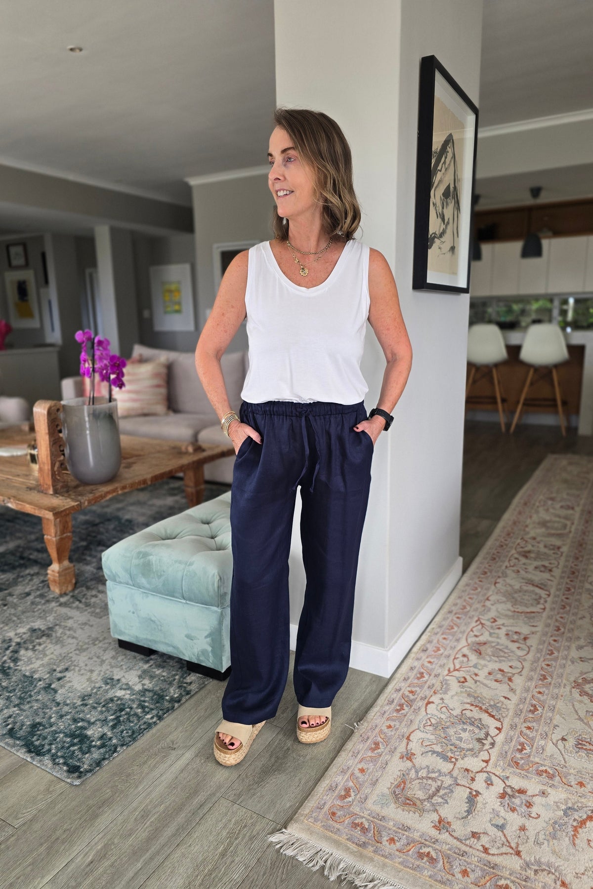 Priya - Classic Pure Linen Pant with draw string