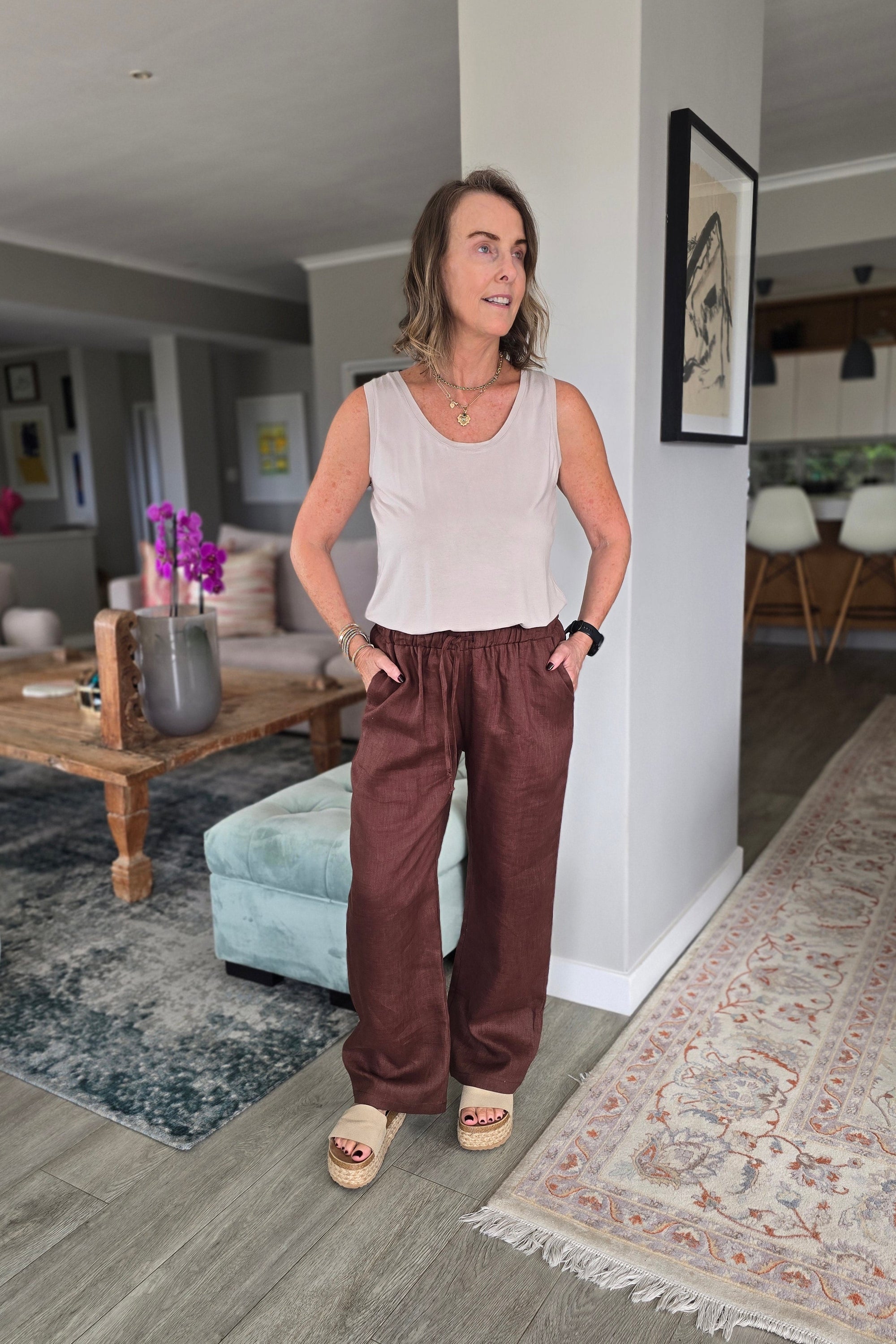 Priya - Classic Pure Linen Pant with draw string