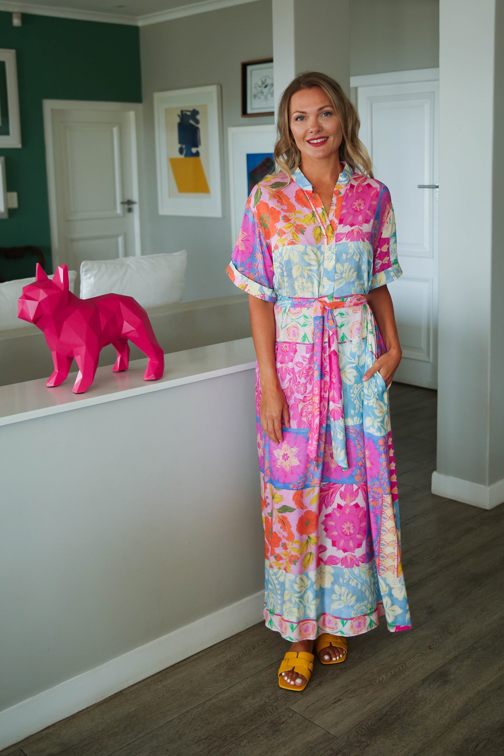 Jan - Resort Dress with Belt, Pastel Serenade