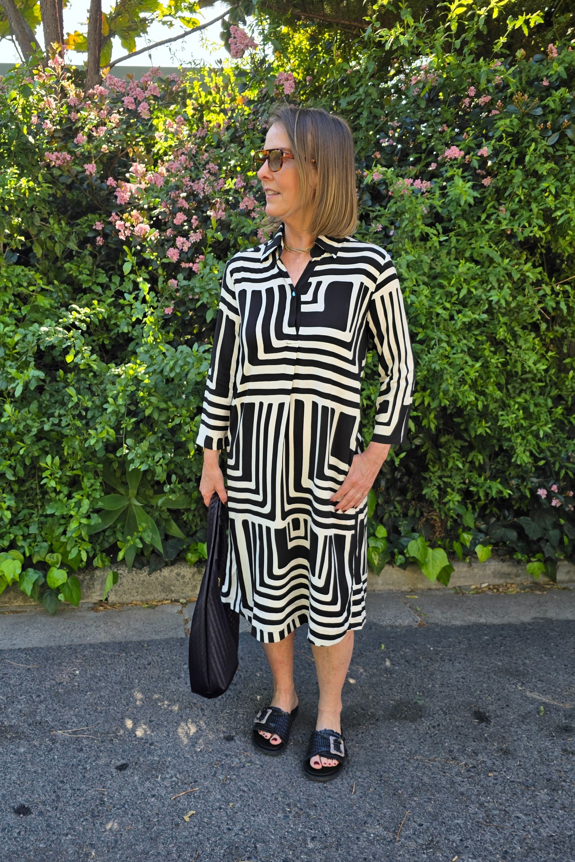 Meg, Shirt Dress, Modern Geo