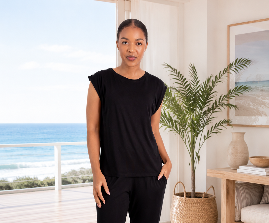 Cooper- Cap Sleeve Tee, Black