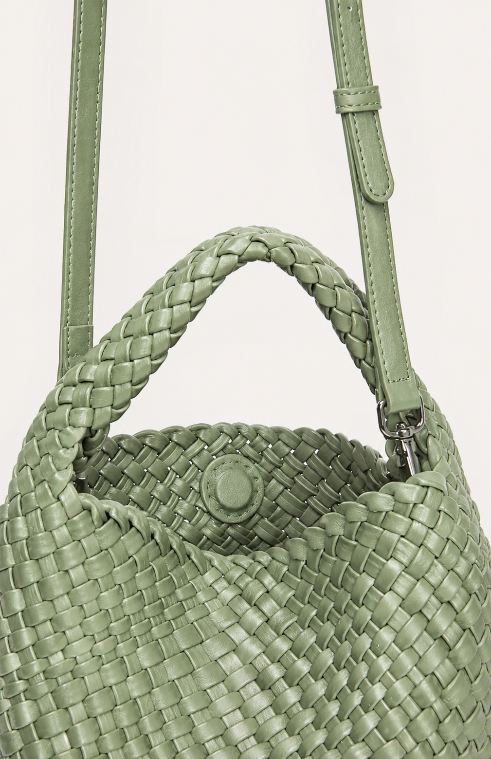 Mia - Plaited Vegan Bag with Matching Purse, Sage