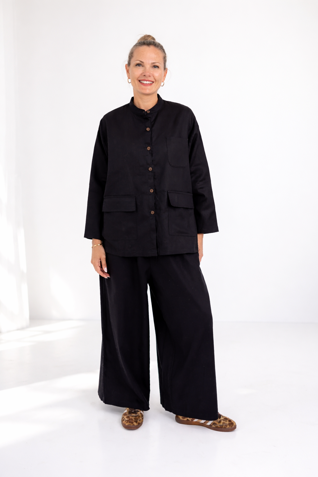 Cotton Rami Matching Zen Style Set, Black