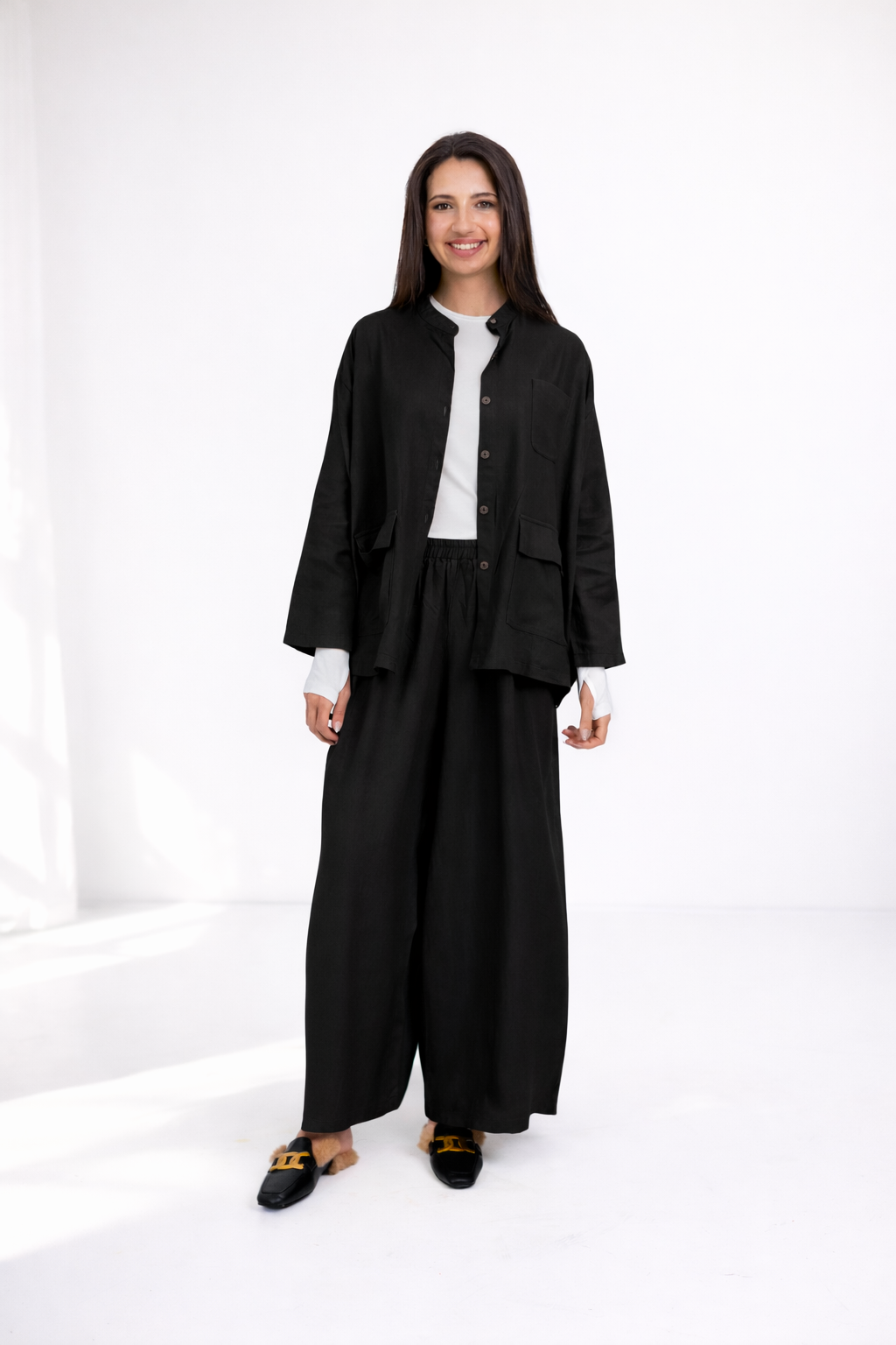 Cotton Rami Matching Zen Style Set, Black