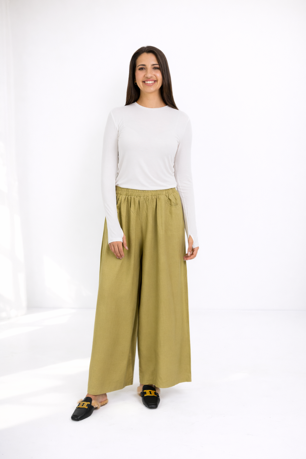 Cotton Rami Matching Zen Style Set, Chartreuse