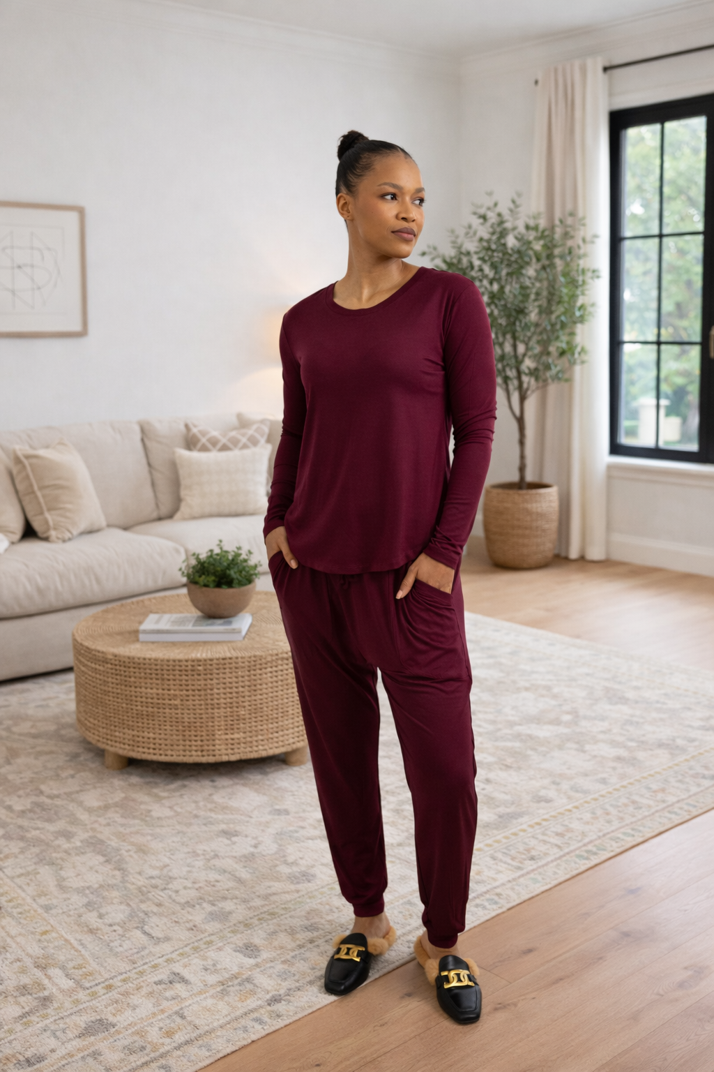 Astro - Classic Curved Hem Tee, Bordeaux