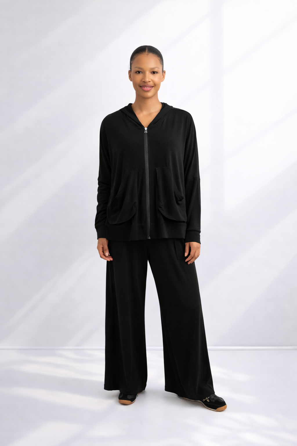 Ella - Wide Leg Pant, Black Bon Bon