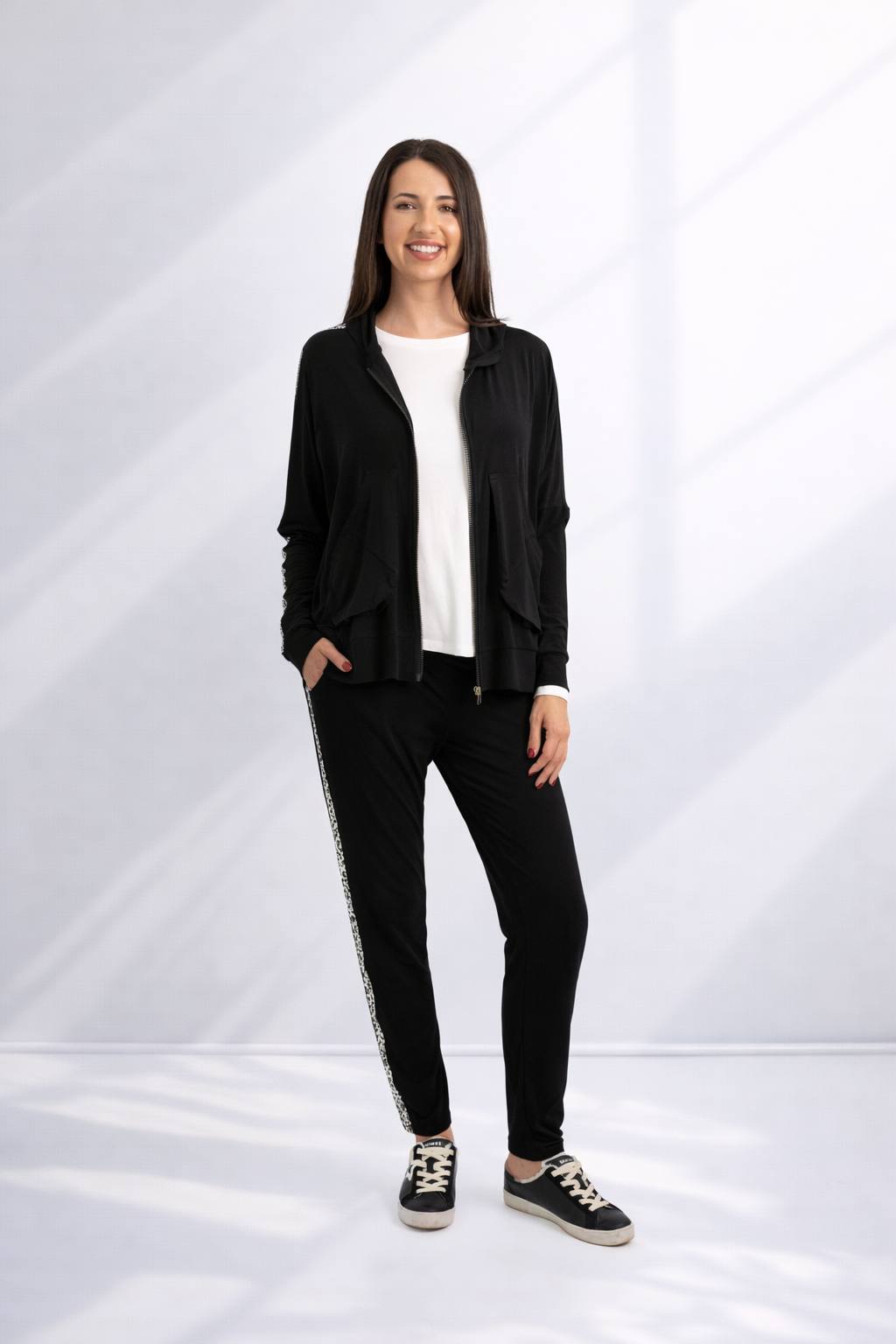 Roxanne - Classic Pant, Black Bon Bon with Tape