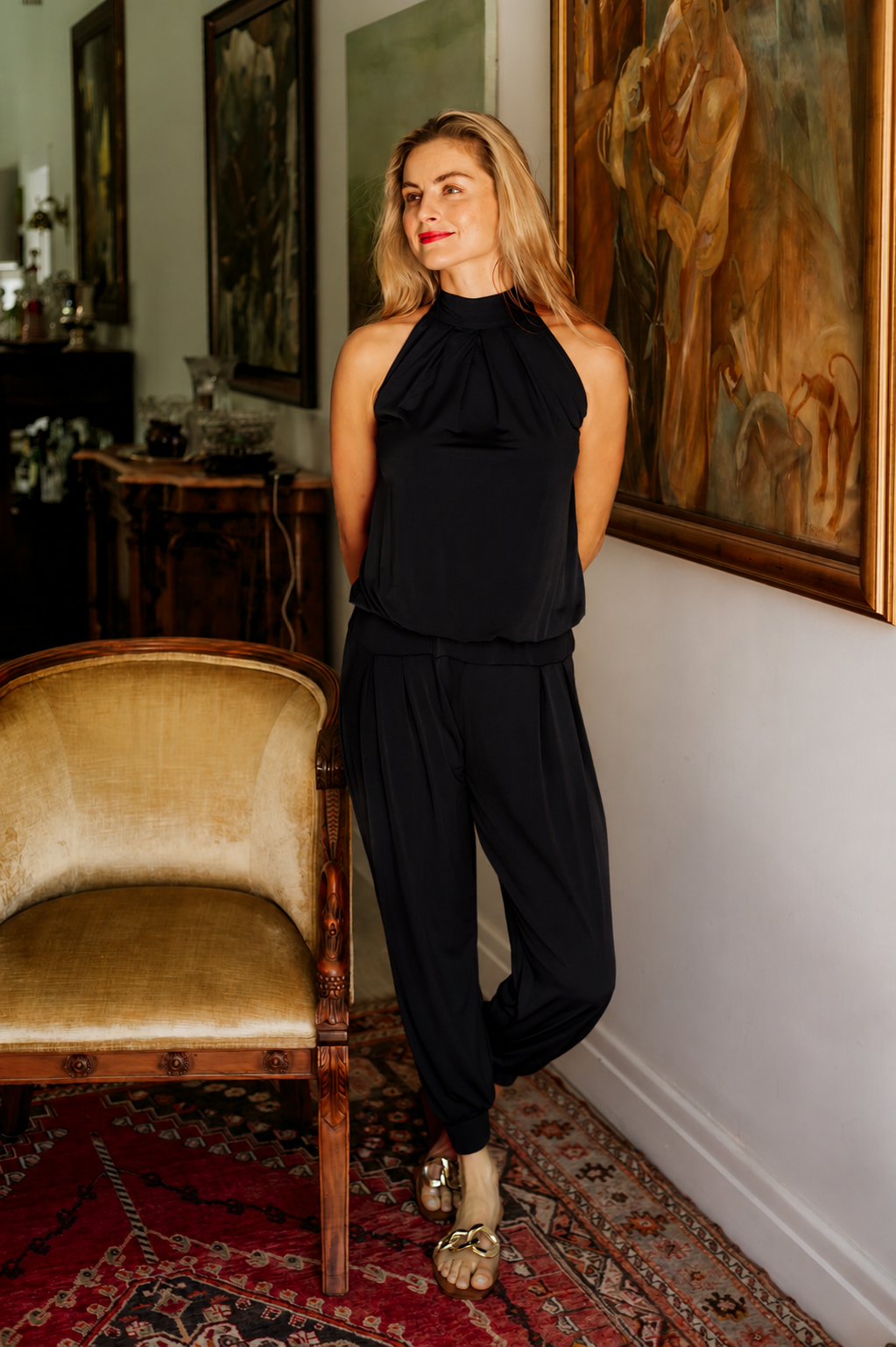 Felicite-  Halter Neck Jumpsuit, Black