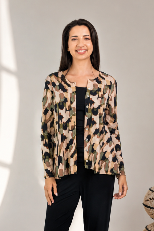 Anna - Button Through Classic Cardigan, Paint Palette