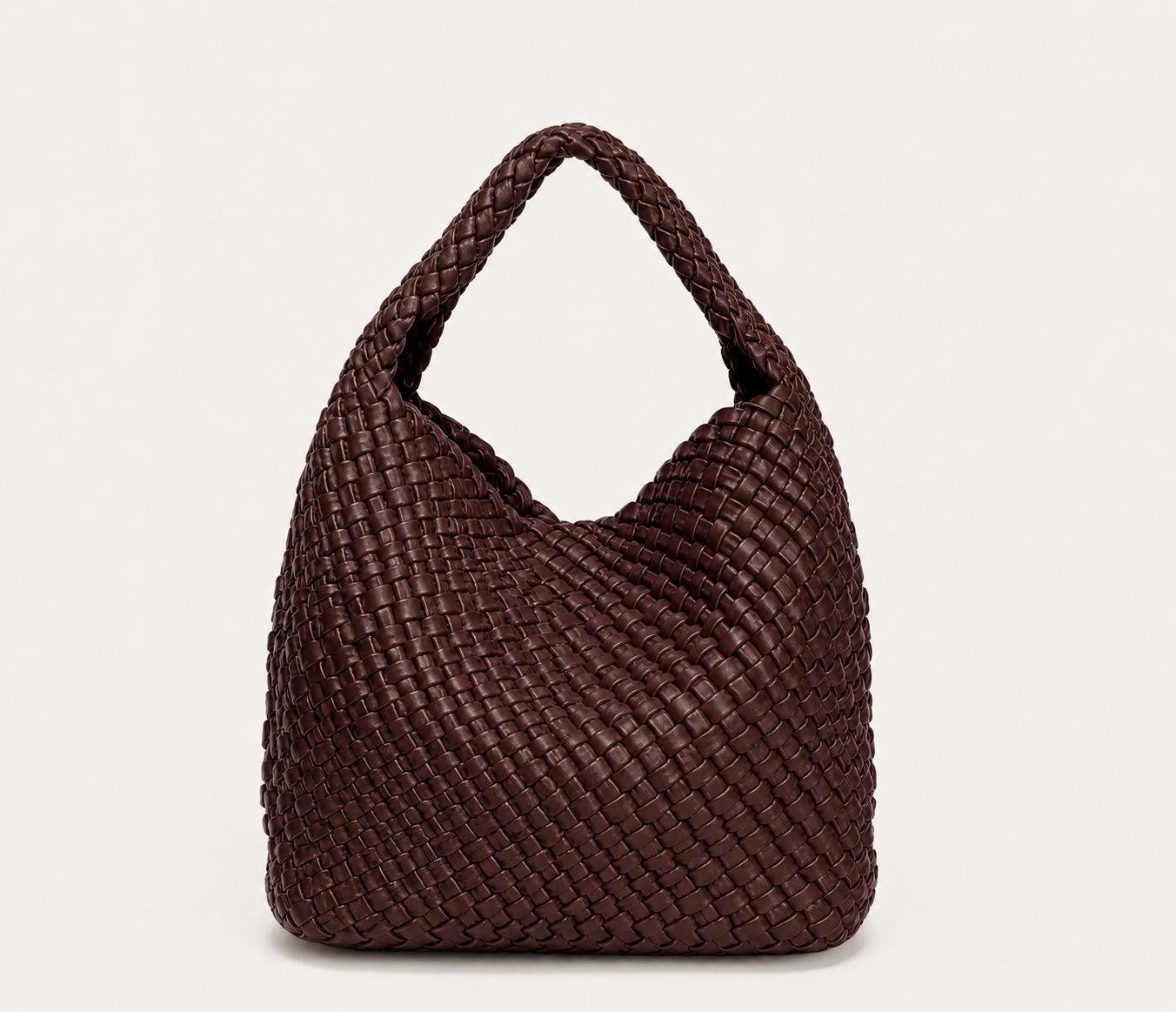 Mia - Plaited Vegan Bag with Matching Purse, Chocolate