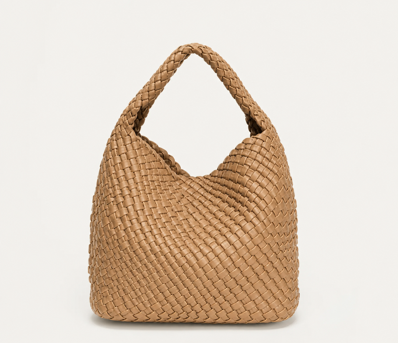Mia - Plaited Vegan Bag with Matching Purse, Chocolate