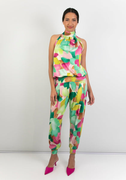 Felicite - Halter Neck Jumpsuit, Petal Palette