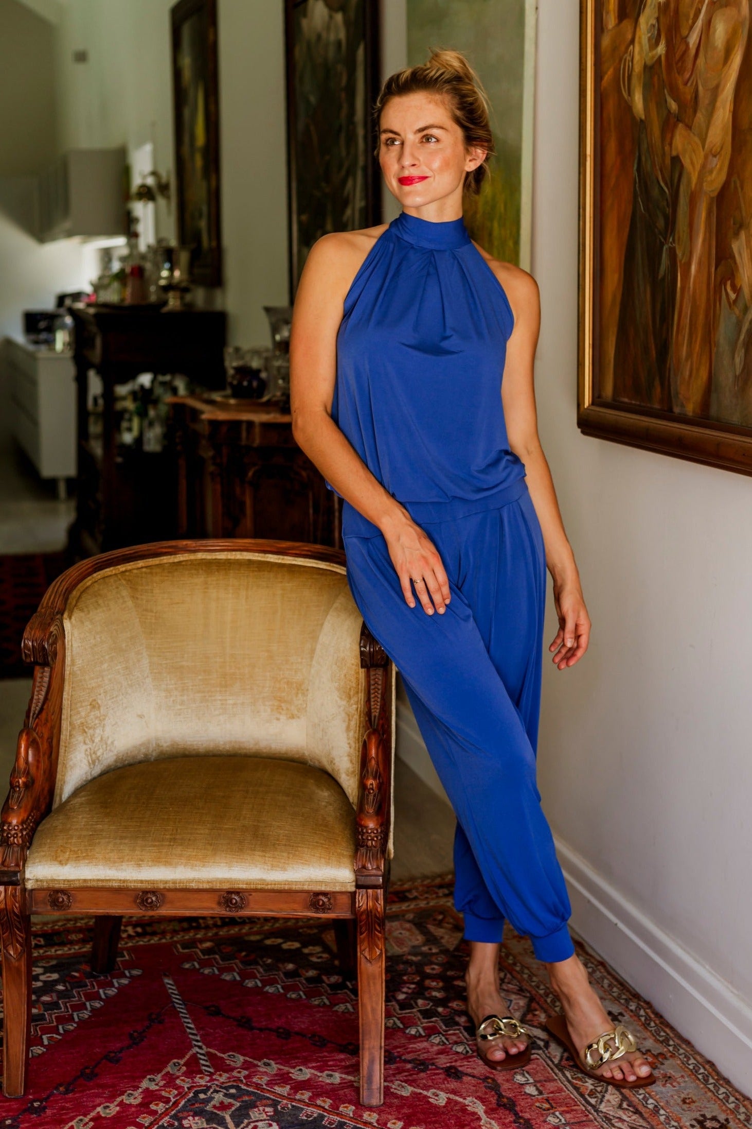 Felicite Halter Neck Jumpsuit - Sapphire