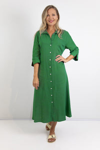 Giselle - Flax Linen Button Dress with Pockets