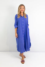 Load image into Gallery viewer, Giselle - Flax Linen Button Dress, Azure
