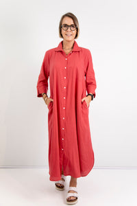 Giselle - Flax Linen Button Dress with Pockets