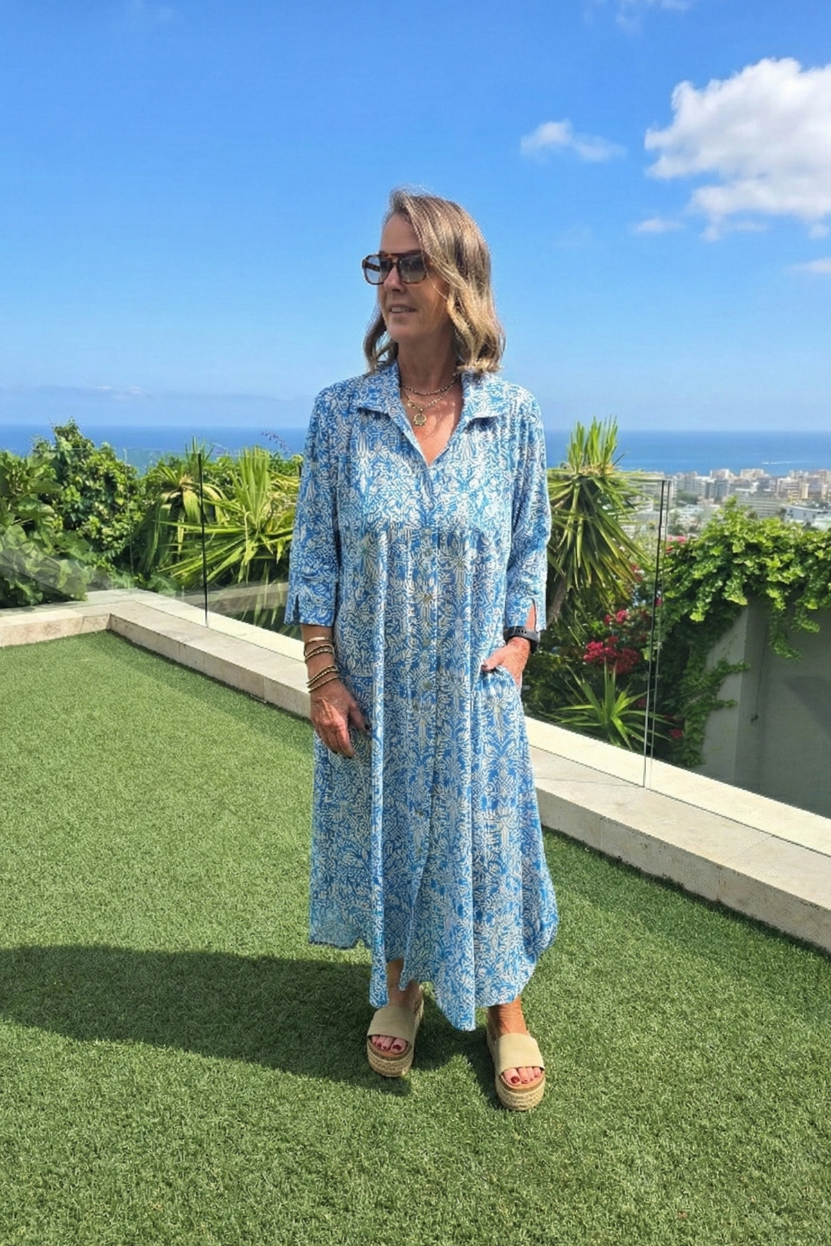 Giselle - Button Through Dress, Blue Whispers