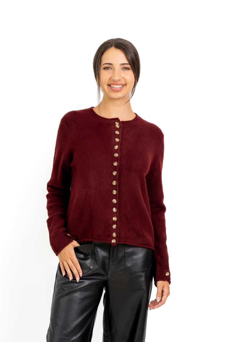 Hayward - Multi Button Cardi, Bordeaux