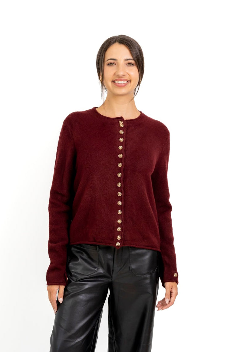 Hayward - Multi Button Cardi, Bordeaux