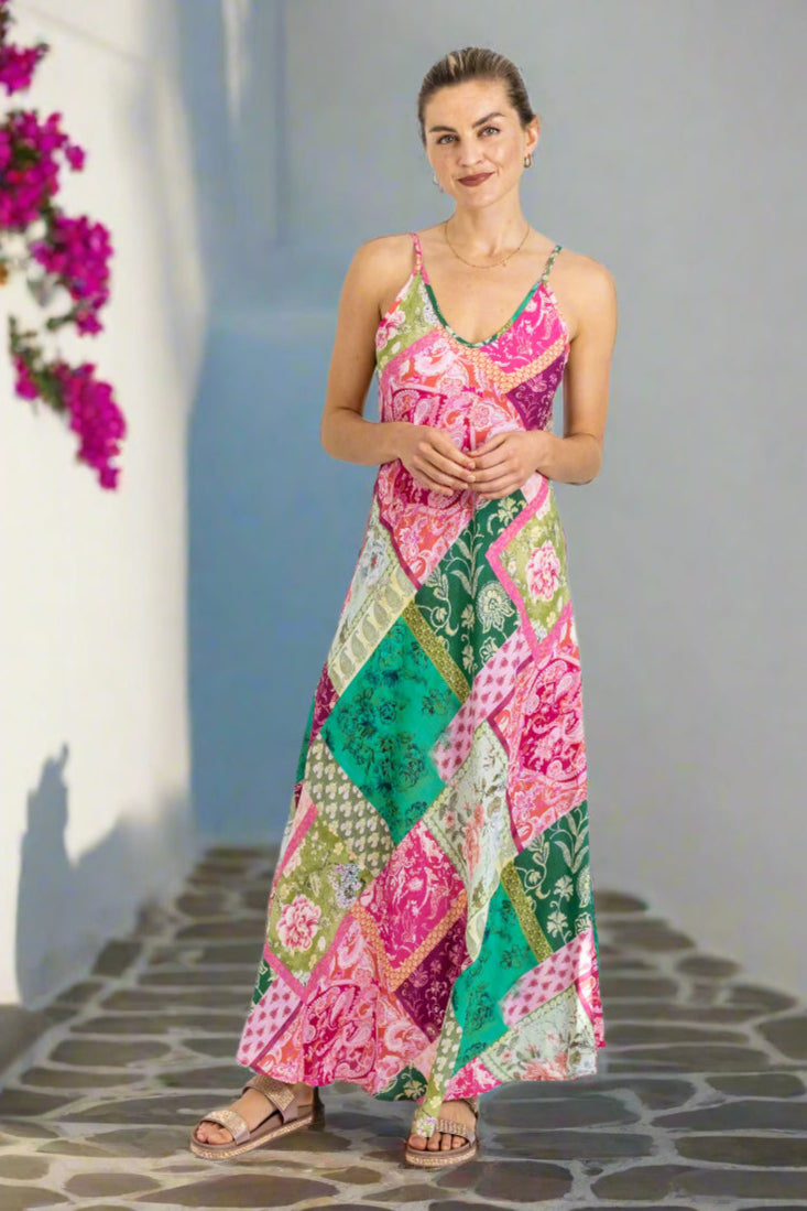 Mykonos - Bias cut Dress Dress, Block Blooms