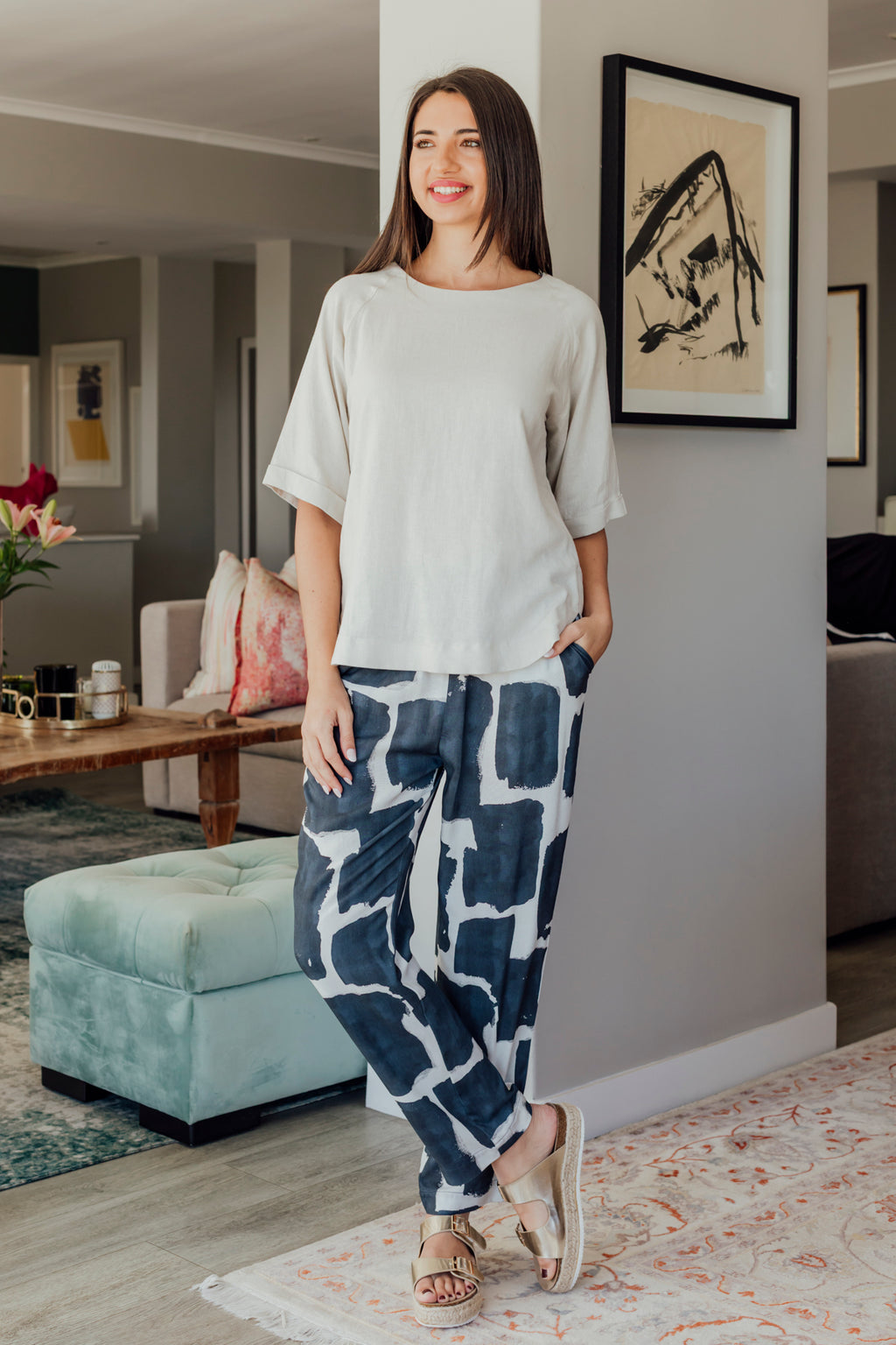 Gabs - Classic Pant, Ink Impressions