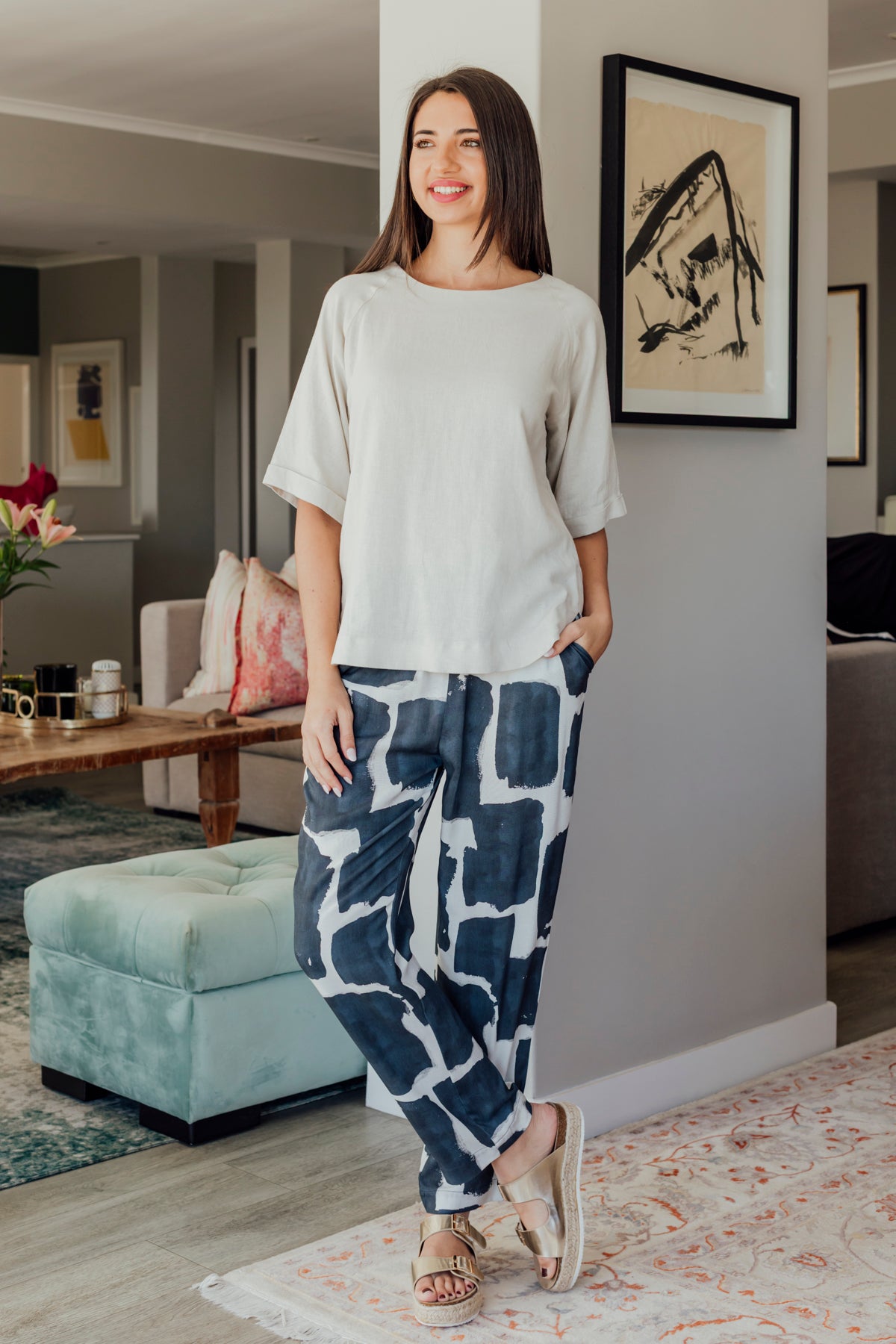 Gabs - Classic Pant, Ink Impressions