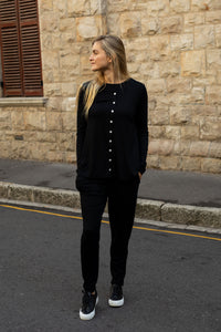 Anna- Button Through Cardi, Black