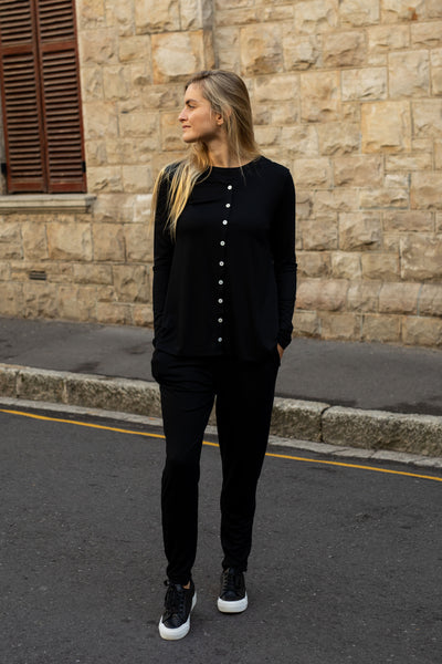 Anna- Button Through Cardi, Black