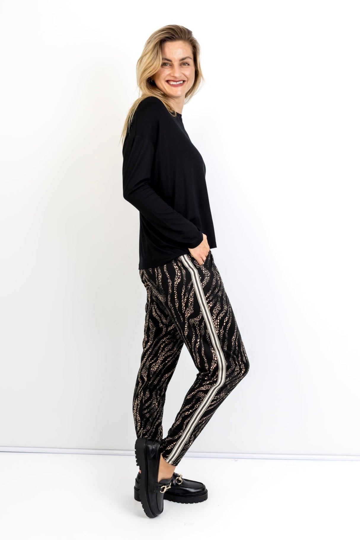 Roxanne Classic Pant - Moonlit Terrain with Petersham Tape, Warm Handle