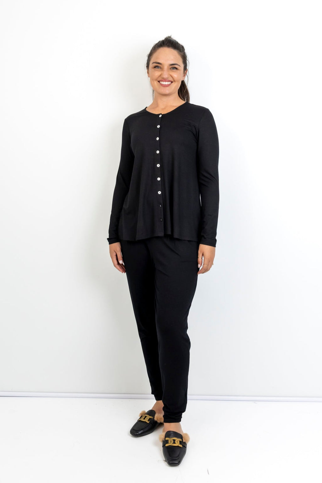 Anna- Button Through Cardi, Black