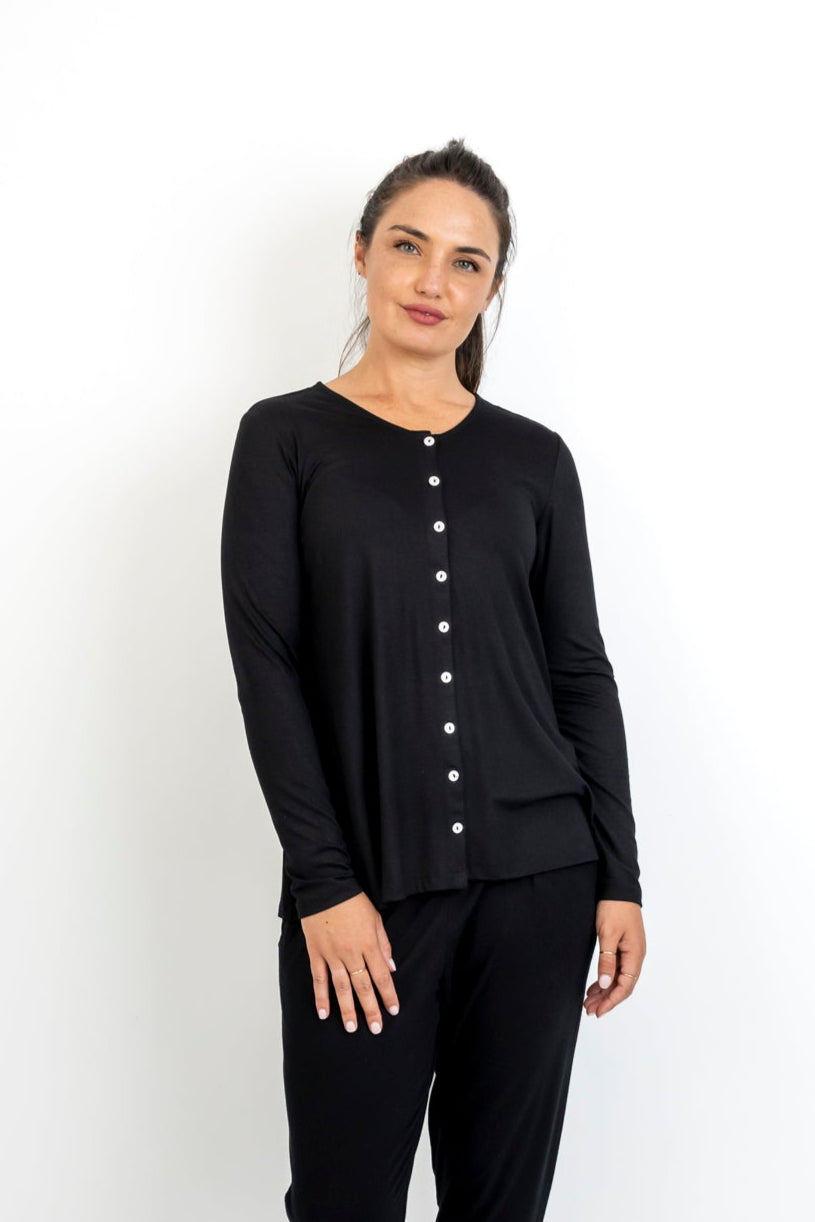 Anna- Button Through Cardi, Black