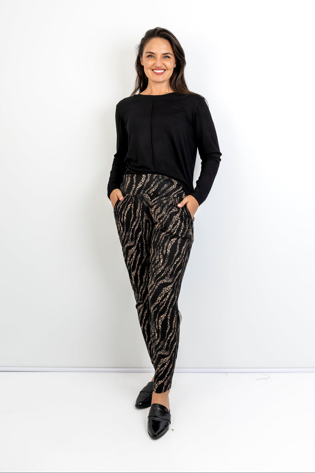 Roxanne Classic Pant - Moonlit Terrain with Petersham Tape, Warm Handle